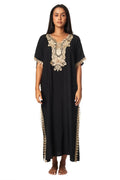 Vibelux Gold-Embroidered Luxe Kaftan