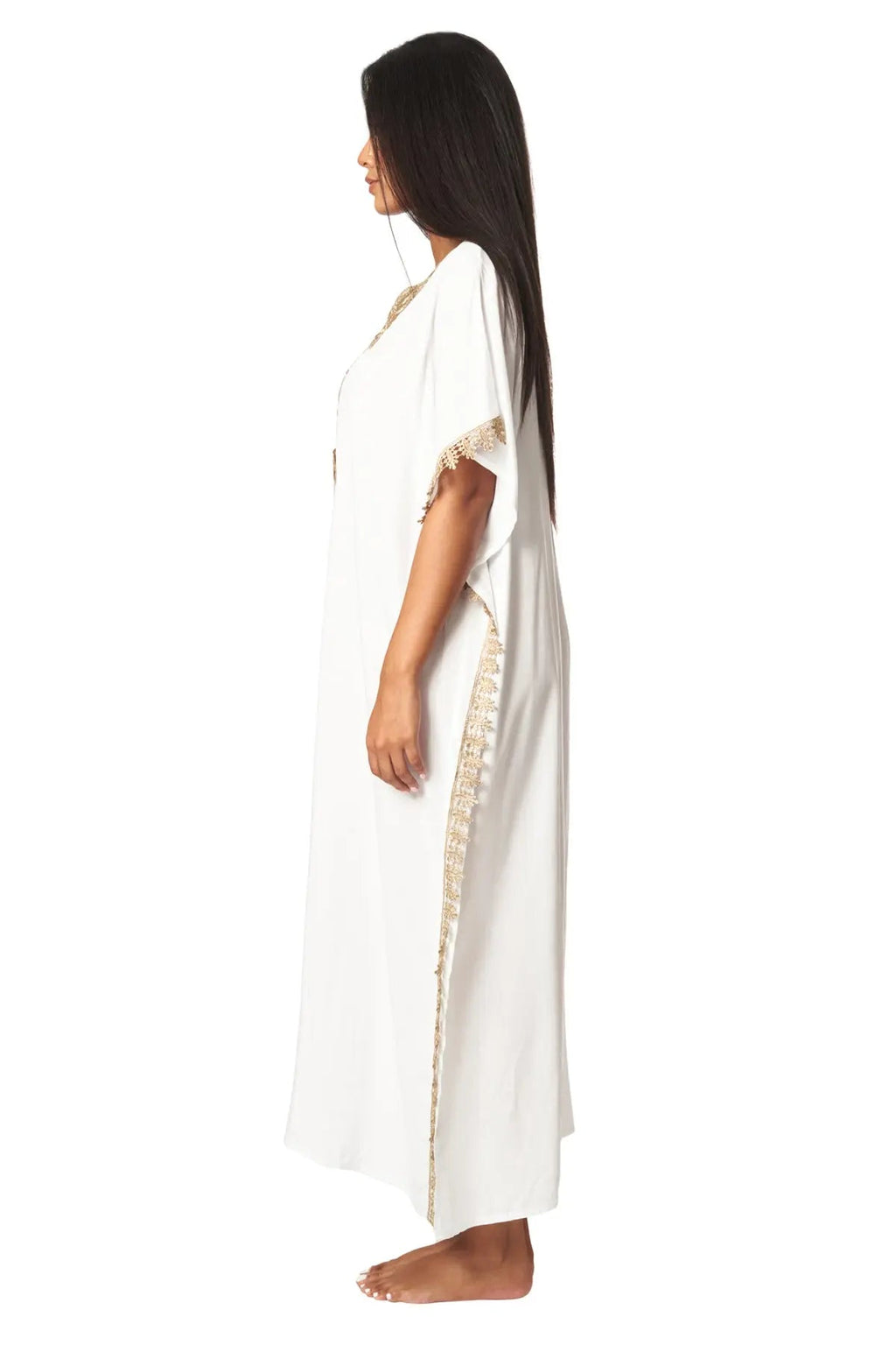 Vibelux Gold-Embroidered Luxe Kaftan