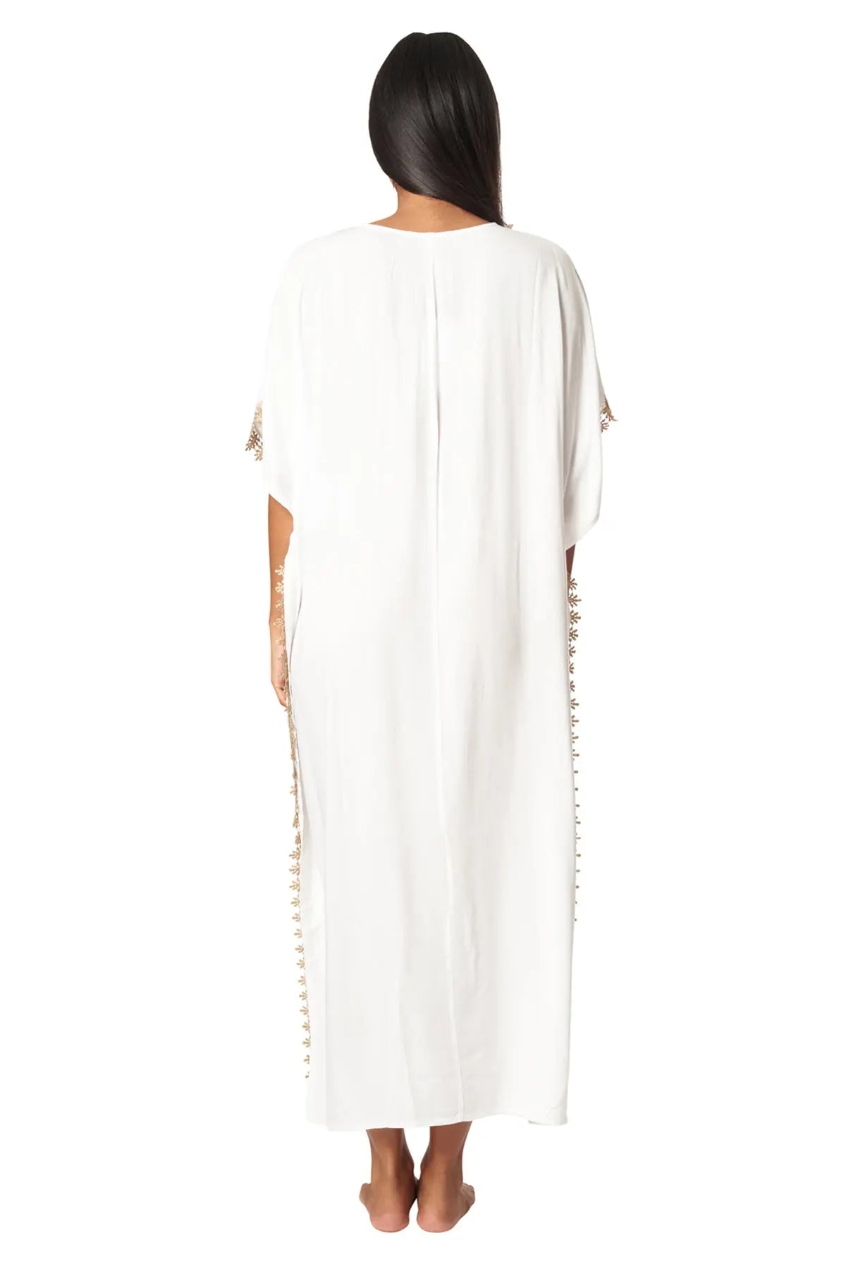 Vibelux Gold-Embroidered Luxe Kaftan
