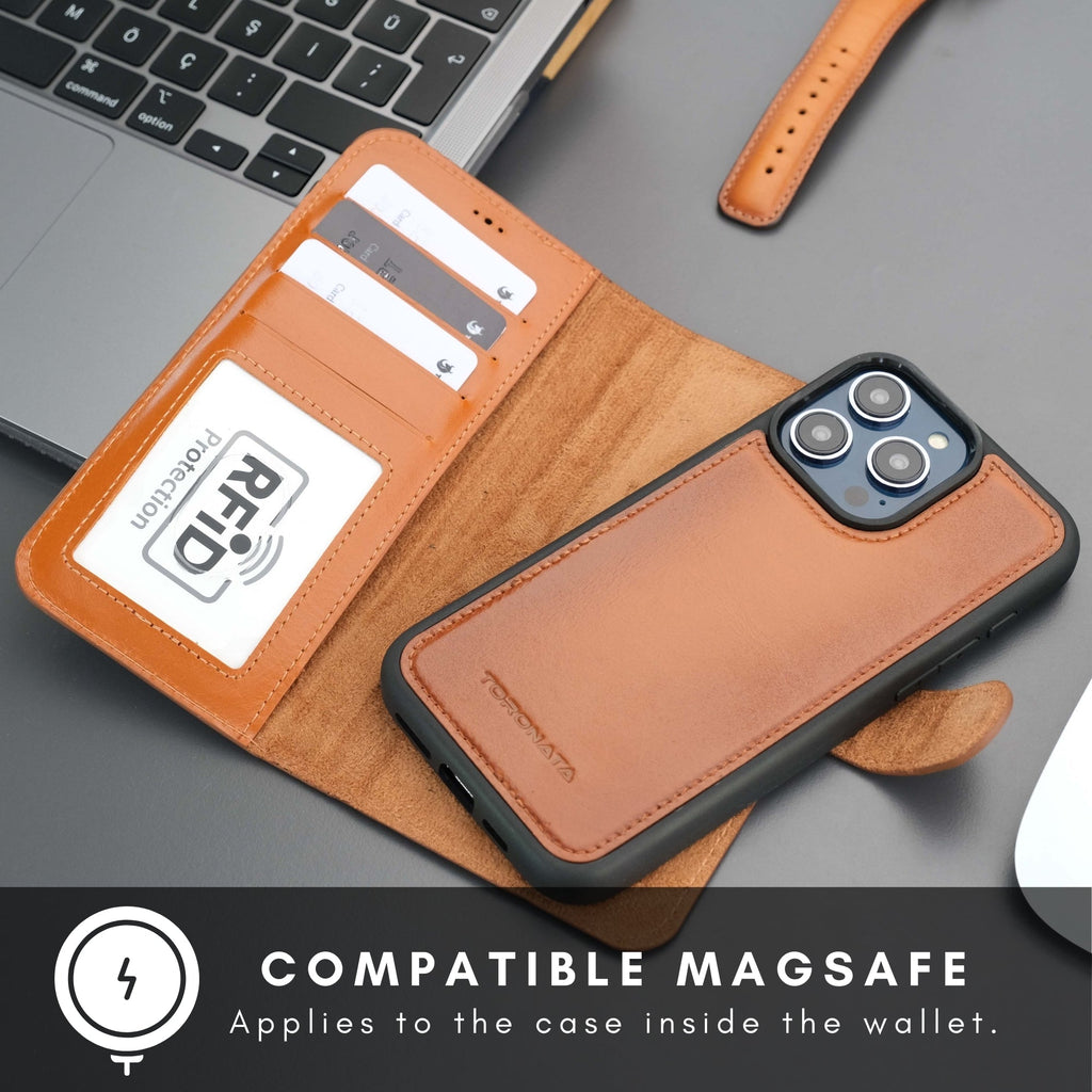 Vibelux Casper iPhone 16 Pro Max MagSafe Leather Wallet Case | RFID Protection