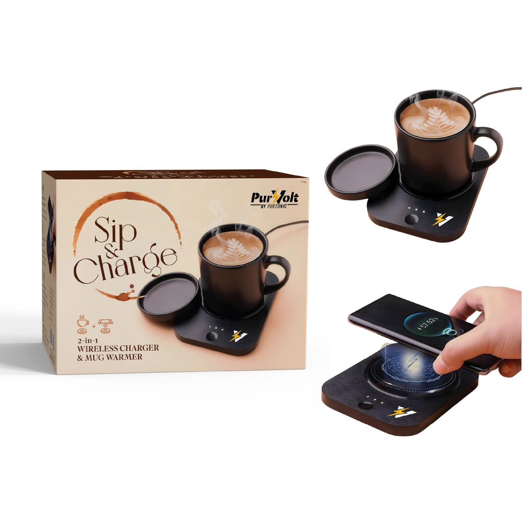 Vibelux Sip & Charge Bundle | 5-in-1 Wireless Charging Clock Speaker + Mug Warmer