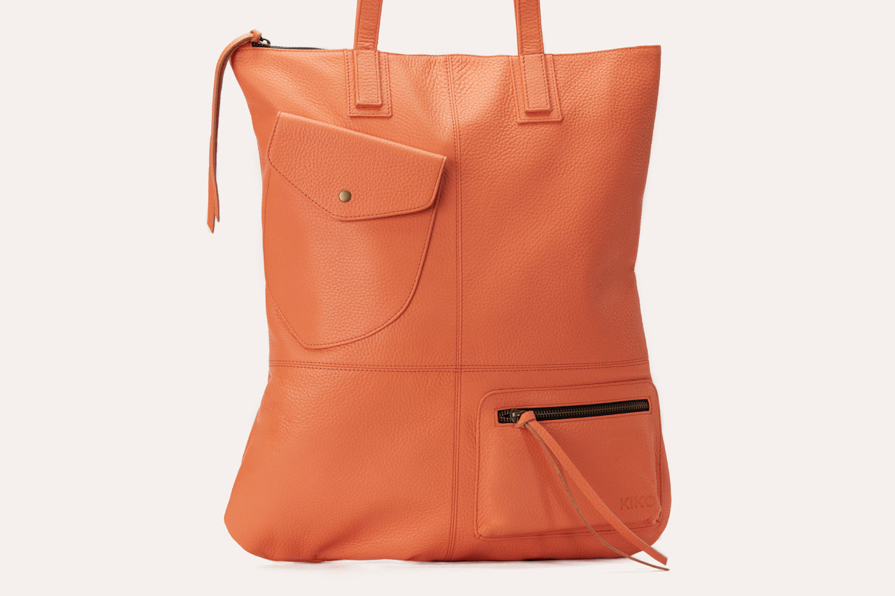 Vibelux Pocketed Leather Convertible Tote