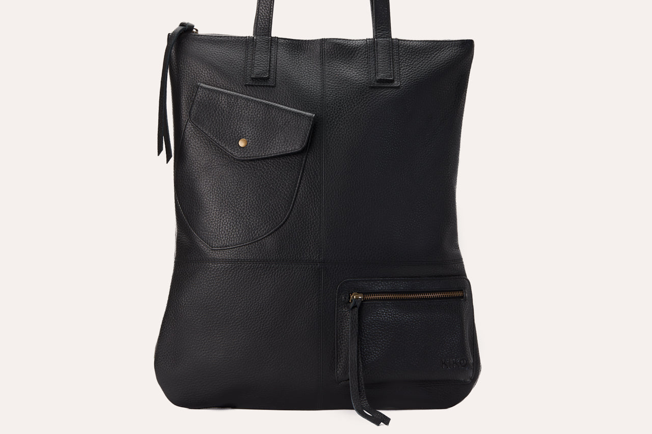 Vibelux Pocketed Leather Convertible Tote