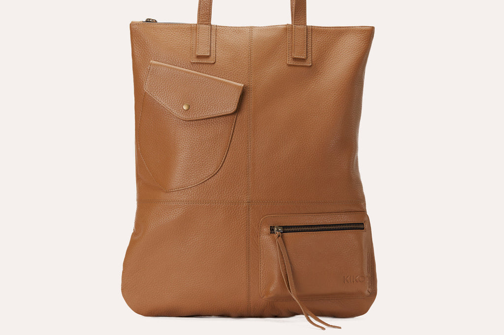 Vibelux Pocketed Leather Convertible Tote