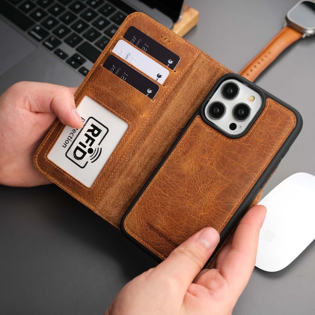 Vibelux Casper iPhone 16 Pro Max MagSafe Leather Wallet Case | RFID Protection