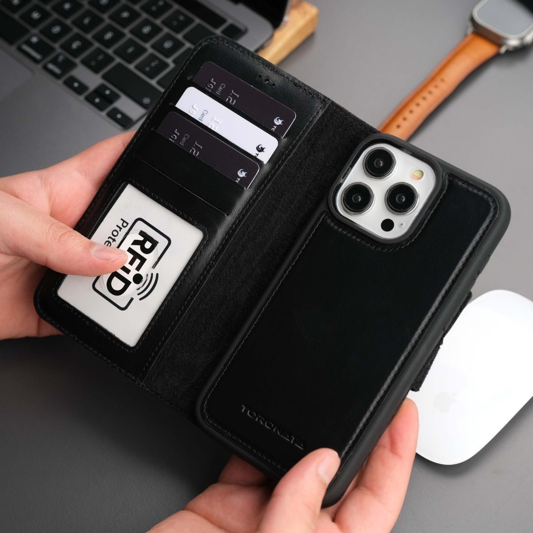 Vibelux Casper iPhone 16 Pro Max MagSafe Leather Wallet Case | RFID Protection