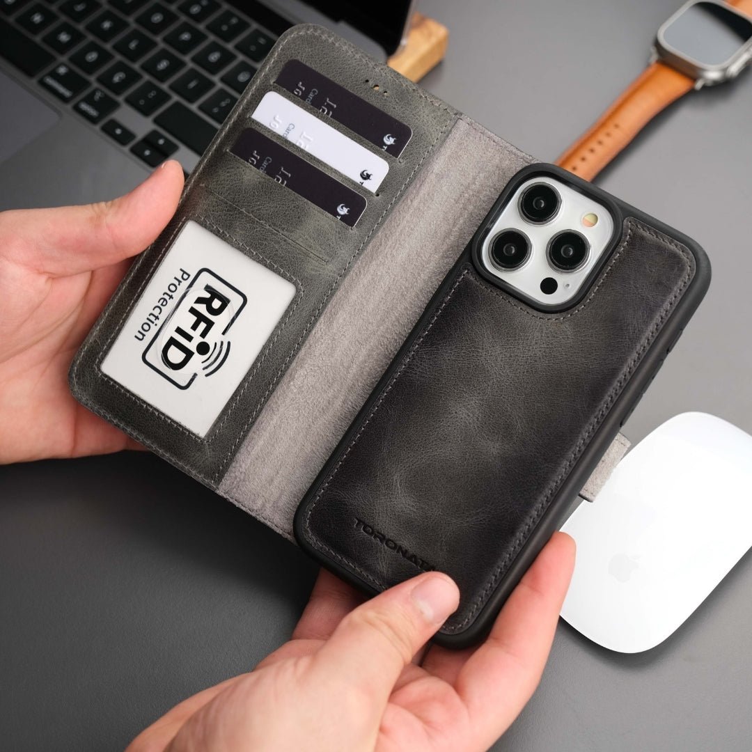 Vibelux Casper iPhone 16 Pro Max MagSafe Leather Wallet Case | RFID Protection