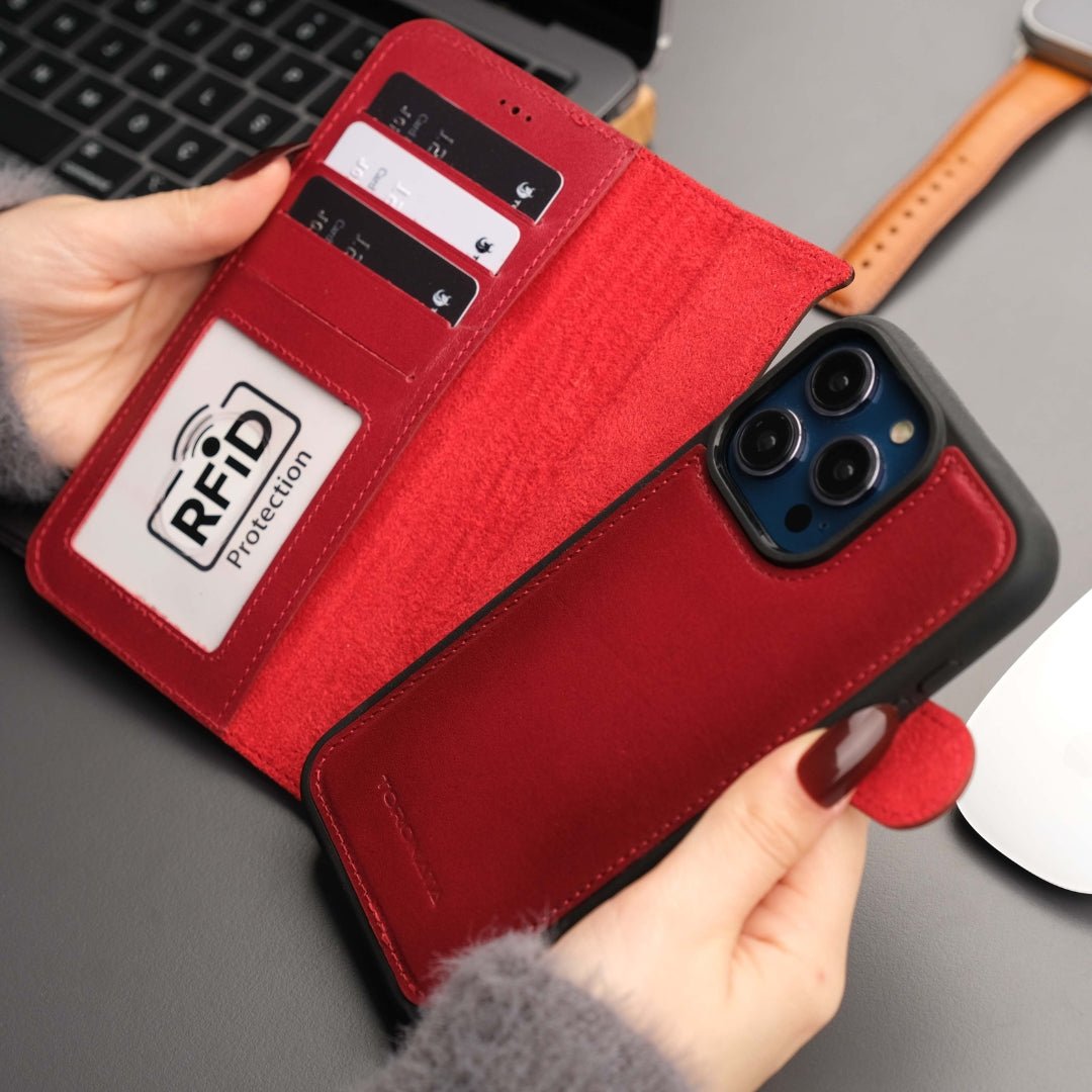 Vibelux Casper iPhone 16 Pro Max MagSafe Leather Wallet Case | RFID Protection