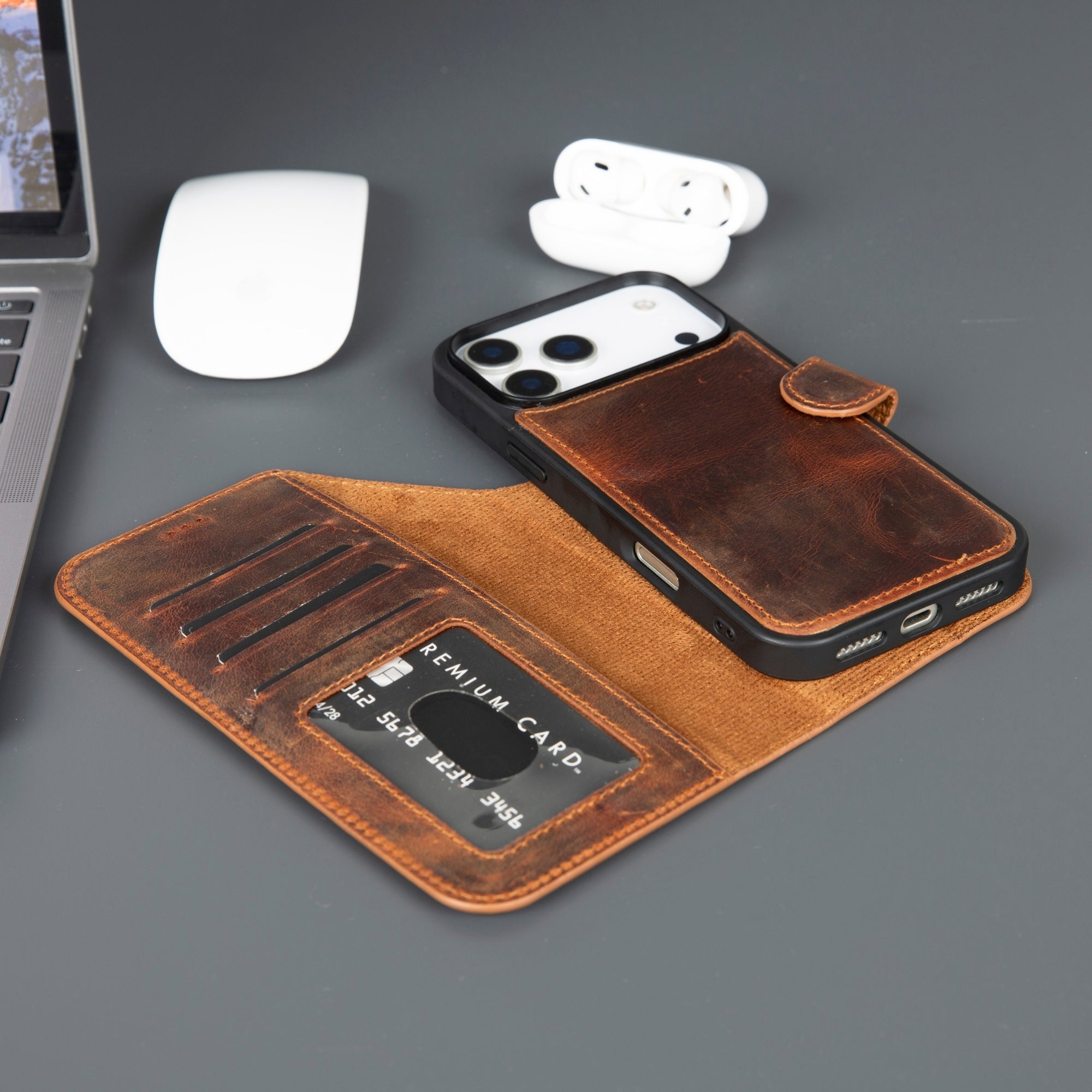 Vibelux Casper iPhone 17 Pro Max Leather Wallet Case | MagSafe & RFID Compatible